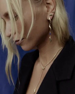F+H Wipeout Drop Earrings LAPIS GOLD