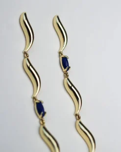 F+H Wipeout Drop Earrings LAPIS GOLD
