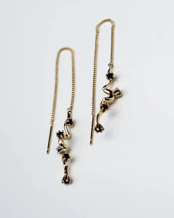 F+H Wobbly Thread Earrings GOLD