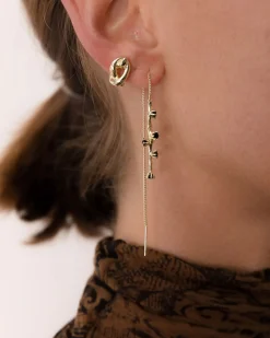 F+H Wobbly Thread Earrings GOLD