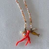 HEI TAI Crystal Coral Charm Necklace TANGERINE