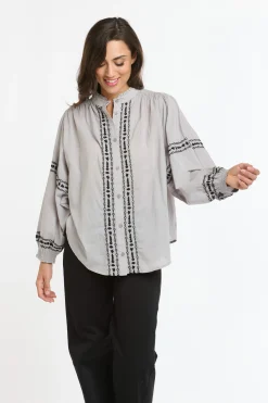 ITALIAN STAR Clara Embroidered Shirt PUTTY