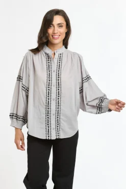 ITALIAN STAR Clara Embroidered Shirt PUTTY