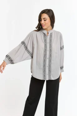 ITALIAN STAR Clara Embroidered Shirt PUTTY
