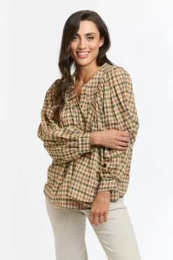 ITALIAN STAR Sybil Blouse CHECK BEIGE