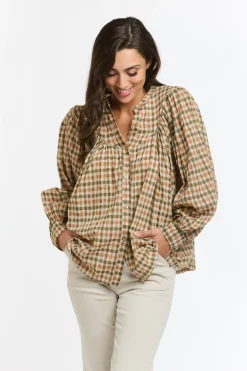 ITALIAN STAR Sybil Blouse CHECK BEIGE