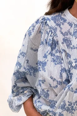 ITALIAN STAR Sybil Blouse BLUE FLOWERS