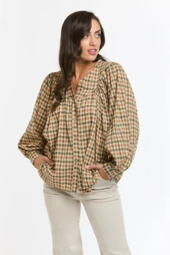 ITALIAN STAR Sybil Blouse CHECK BEIGE