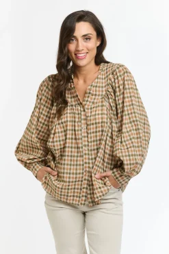 ITALIAN STAR Sybil Blouse CHECK BEIGE