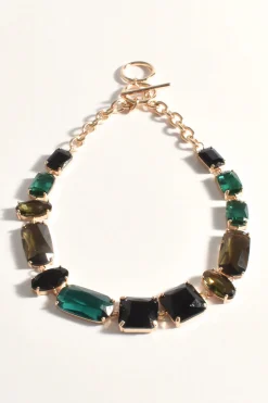 Jewel Necklace T Bar Link EMERALD