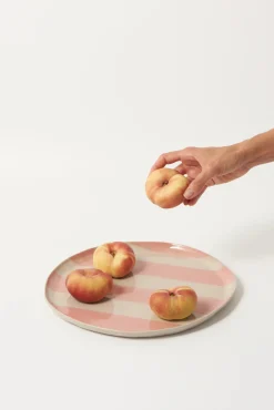 JONES & CO Cabana Stripe Platter PINK