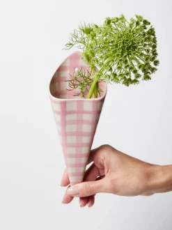 JONES & CO Folly Wall Vase PINK CHECK