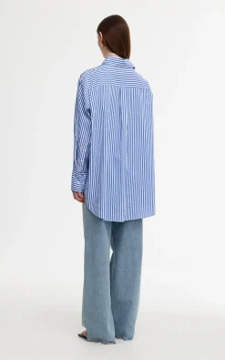KINNEY Riley Shirt NAVY AND WHITE STRIPE