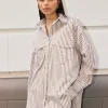 KINNEY Riley Shirt STONE/IVORY STRIPE