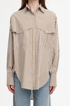 KINNEY Riley Shirt STONE/IVORY STRIPE