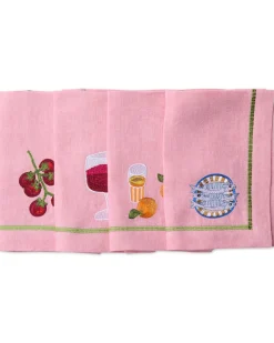 KIP & CO Embroidered Napkin Set 4 SUPPER CLUB