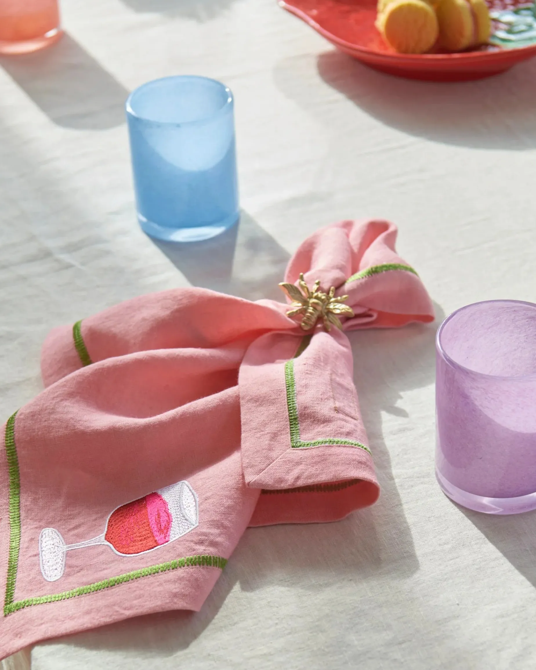 KIP & CO Embroidered Napkin Set 4 SUPPER CLUB