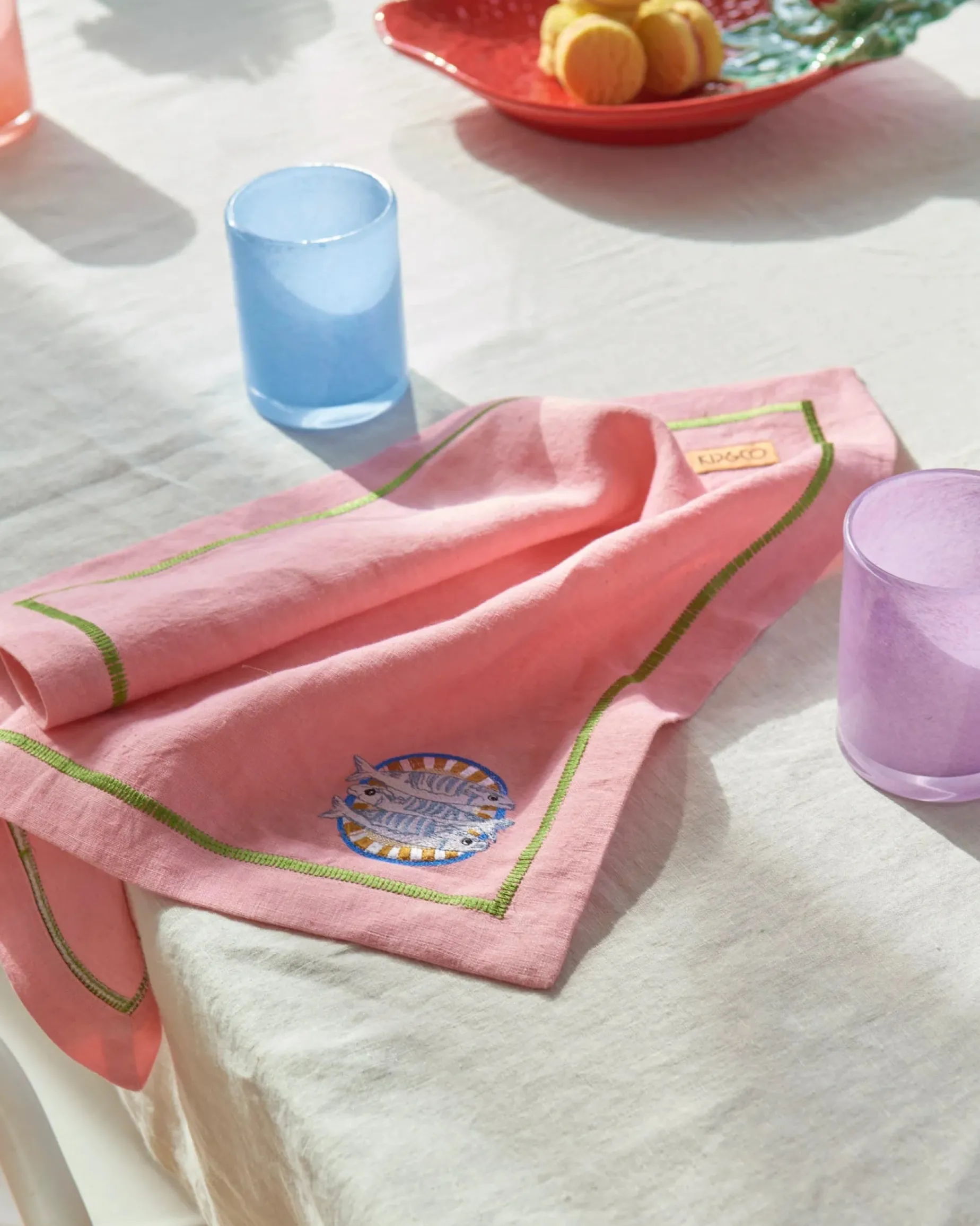KIP & CO Embroidered Napkin Set 4 SUPPER CLUB