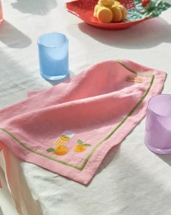 KIP & CO Embroidered Napkin Set 4 SUPPER CLUB