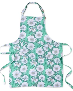 KIP & CO Linen Apron TUMBLING FLOWERS GREEN