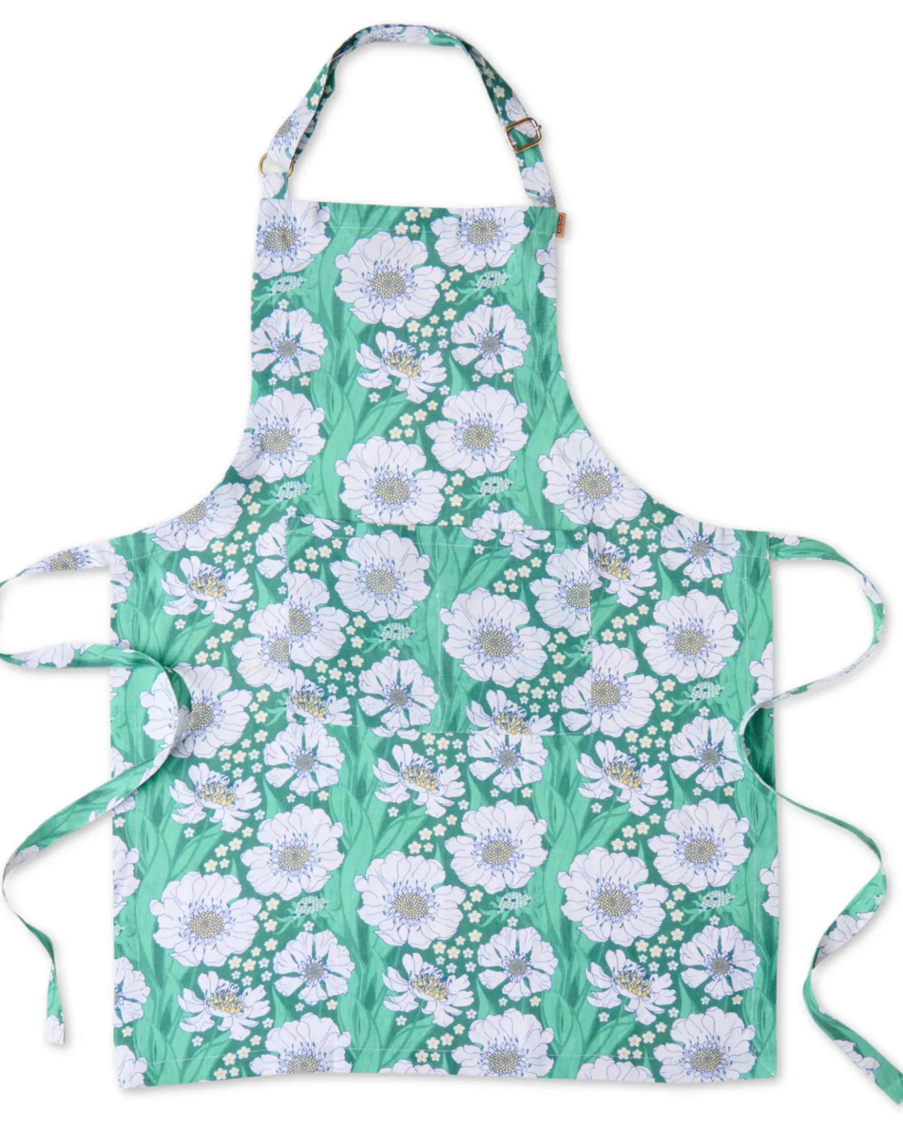 KIP & CO Linen Apron TUMBLING FLOWERS GREEN