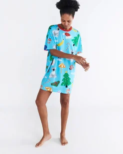 KIP & CO T Shirt Nightie CHRISTMAS ICONS