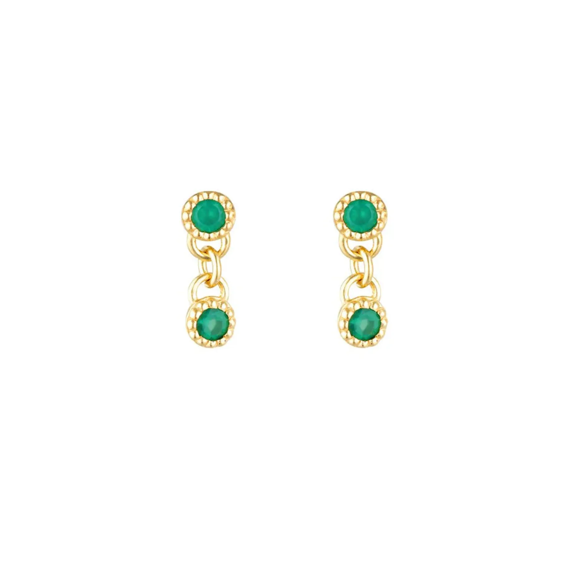 LINDA Meteor Stud GOLD GREEN ONYX
