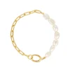 LINDA Paperclip Baroque Pearl Bracelet GOLD