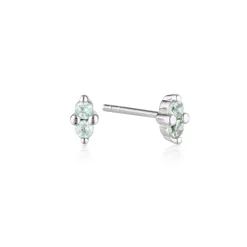 LINDA TAHIJA Birthstone Stud AQUAMARINE SILVER