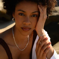 LINDA TAHIJA Paperclip Necklace SILVER