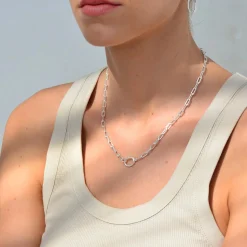 LINDA TAHIJA Paperclip Necklace SILVER