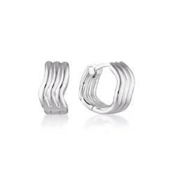 LINDA TAHIJA Ripple Huggie Earrings SILVER