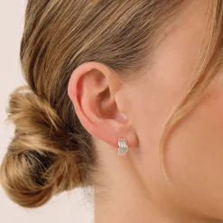 LINDA TAHIJA Ripple Huggie Earrings SILVER