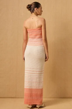 MON RENN Daybreak Knit Skirt CORAL SUNSET