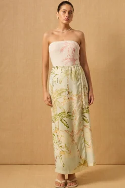 MON RENN Isle Wrap Skirt PALMS PRINT