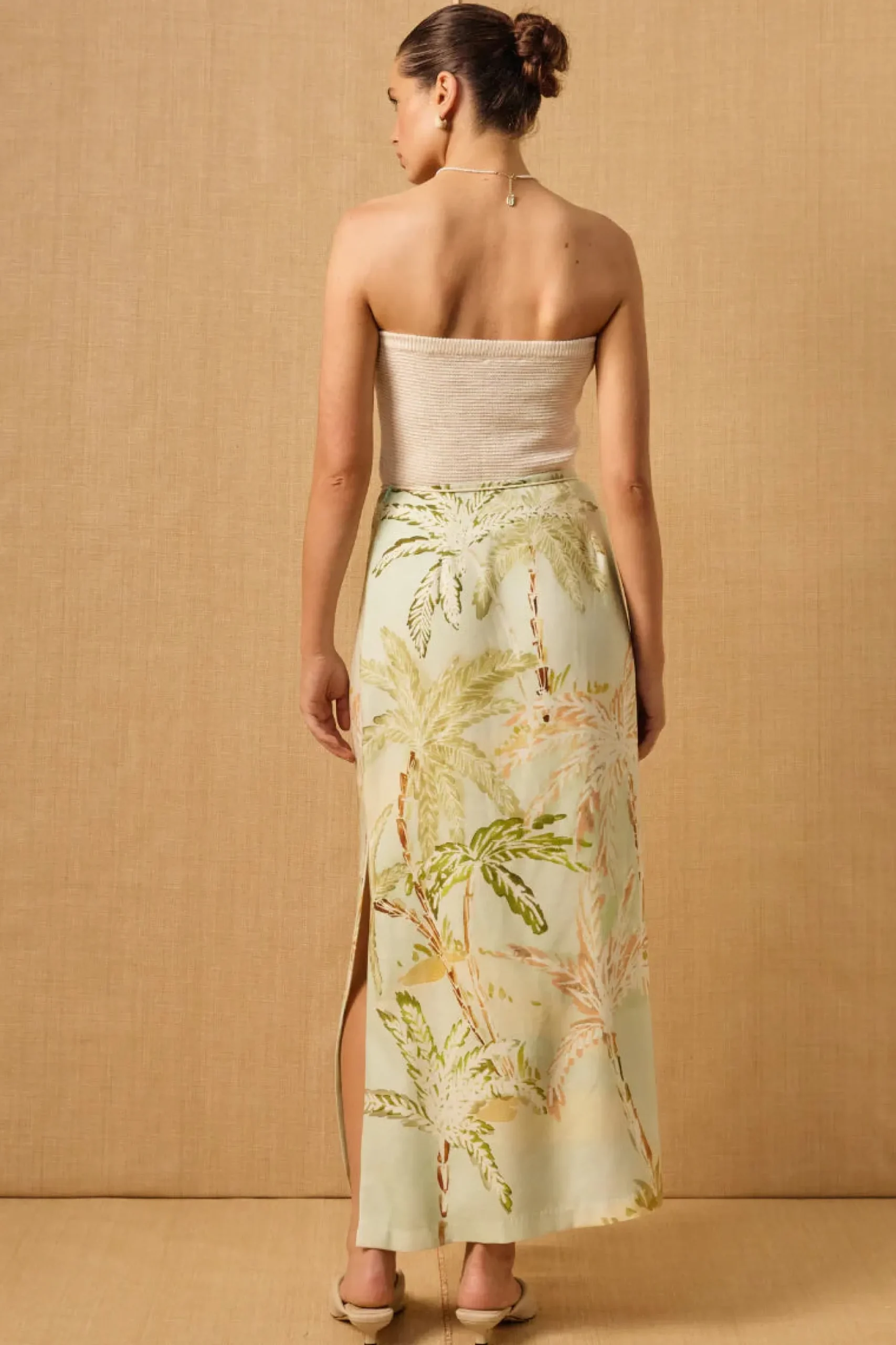MON RENN Isle Wrap Skirt PALMS PRINT
