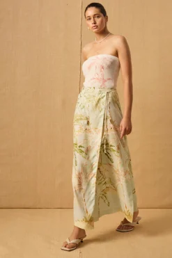 MON RENN Isle Wrap Skirt PALMS PRINT