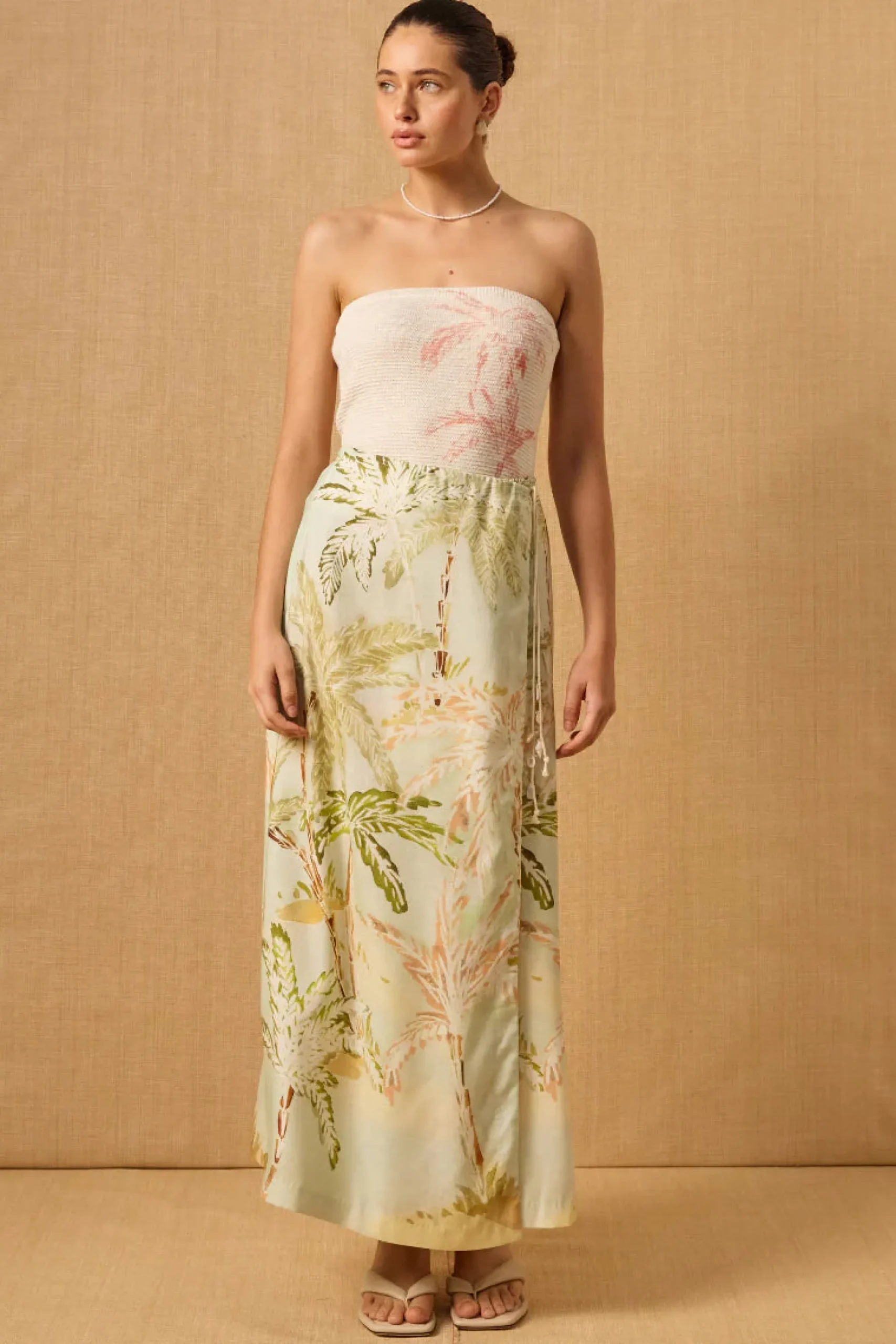 MON RENN Isle Wrap Skirt PALMS PRINT
