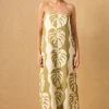 MON RENN Strapless Dress MID SUMMER PALM