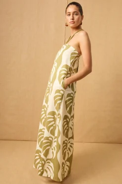 MON RENN Strapless Dress MID SUMMER PALM