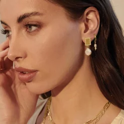 MURKANI Aphrodite Goddess Small Pearl Earrings GOLD