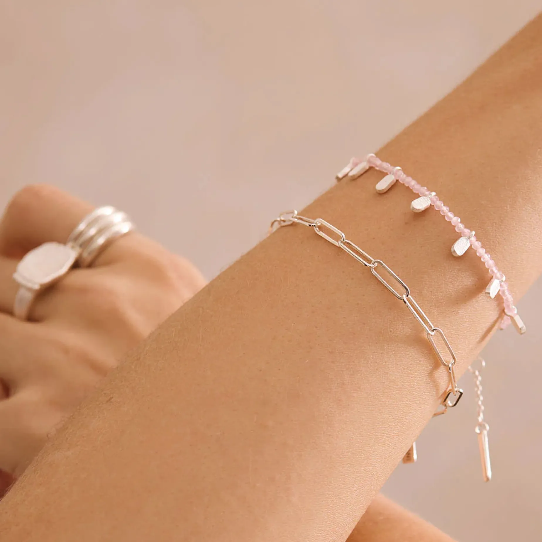 MURKANI Rose Quartz Bracelet SILVER