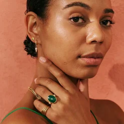 MURKANI Wandering Green Onyx Studs GOLD