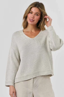 NATURALS V Neck Knit CLOUD