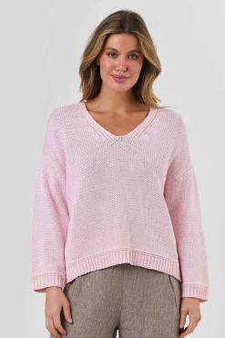 NATURALS V Neck Knit PINK