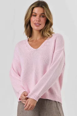 NATURALS V Neck Knit PINK
