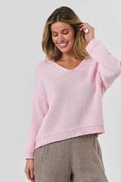 NATURALS V Neck Knit PINK
