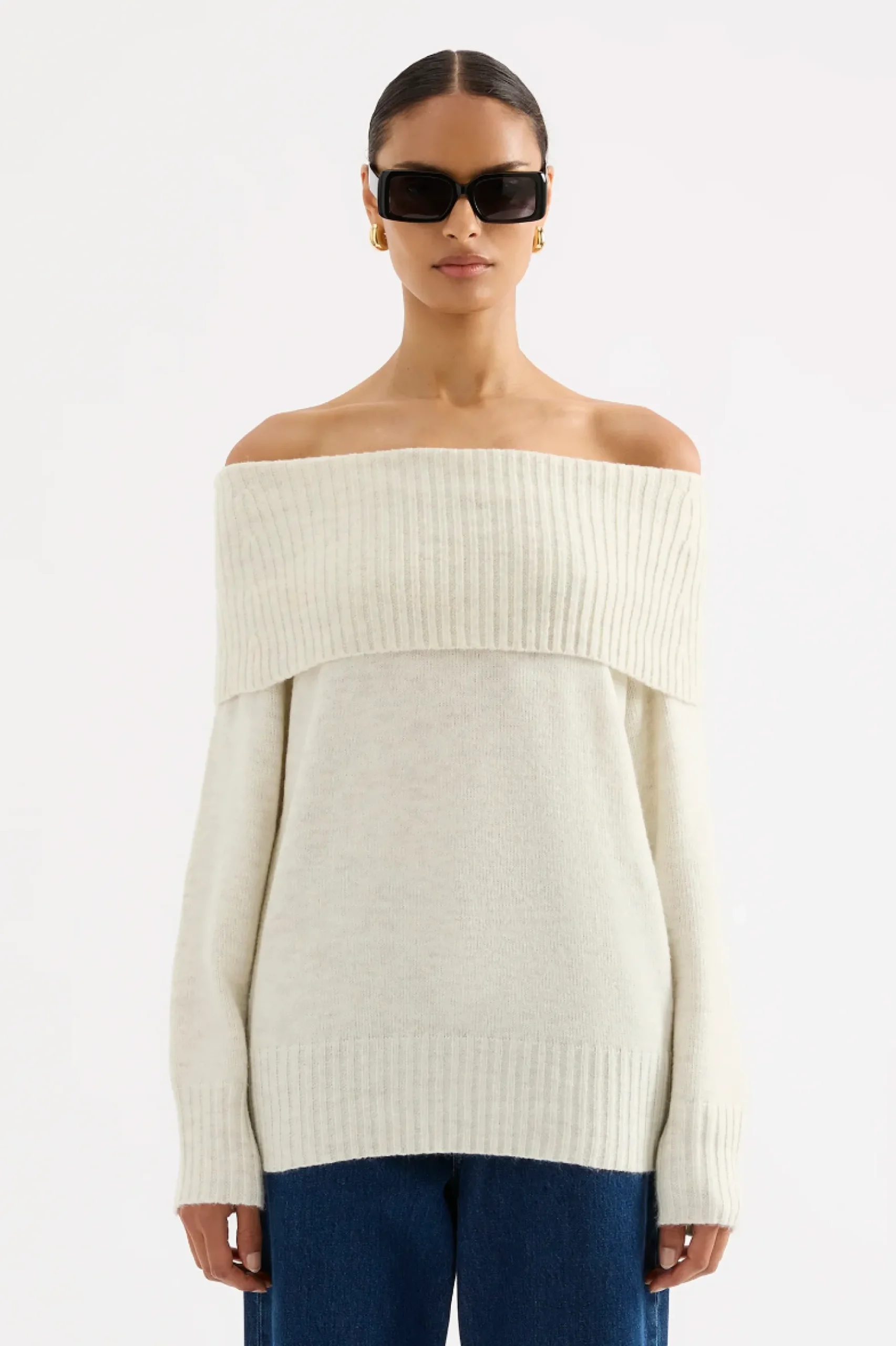 NUDE LUCY Abbott Off Shoulder Knit IVORY
