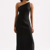 NUDE LUCY Avery Linen MIDI Dress BLACK