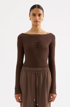 NUDE LUCY Clement Long Sleeve Top CHESTNUT